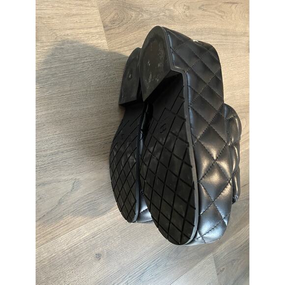Chanel Leather Slides Interlocking CC Logo Women's Size 37 Black - Picture 7 of 10